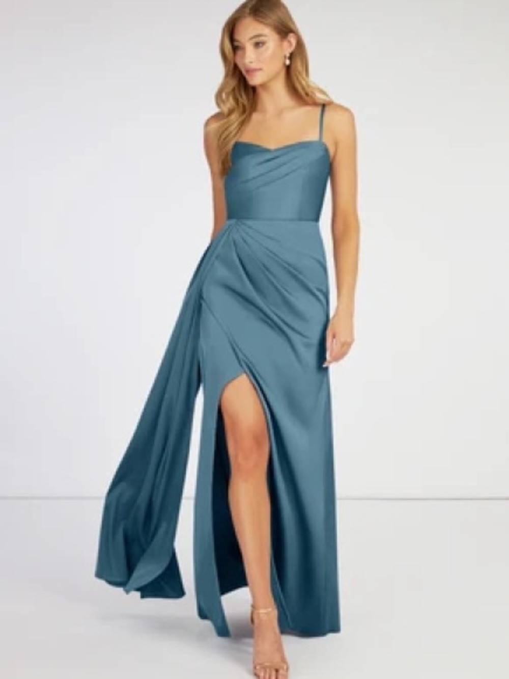 Azazie Bermuda Draped Spaghetti-Strap Maxi Dress